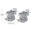 Vintage silver dragon claw stud earrings with scale texture and 11.8mm size detail - Dragon Claw Stud Earrings (KE112124-WGSF)