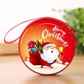 Portable round Christmas coin purse in festive red with Santa Claus cartoon and strap - Round / 7.5*3.5cm / Christmas 8 - Santa Gift