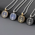 Detail showing nautical anchor necklaces in four color combinations with rope-textured edges - Anchor Style A / Steel Black
