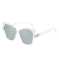 Hawaiian floral sunglasses with transparent frames and dark grey lenses for beach vacations - Transparent Frame Light Gray Lens