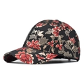 Hochwertige schwarze Hip-Hop Baseballkappe mit goldener Blumenstickerei auf weißem Grund - Rotgoldene Blume