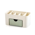 Minimalistischer Make-up Organizer in Beige mit hellgrüner Schublade und Fächern - Hellgrün