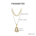 Gedetailleerd overzicht van goudkleurige dubbele ketting met maten van de strass hanger - Holle Flessenpompoen Stijl (KN250357-SY)