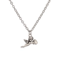 Collana punk vintage color argento con ciondolo cuore e angelo e catena a croce - Angelo che tiene il cuore / Argento