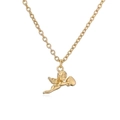 Collana dorata stile punk con pendente angelo Cupido che tiene un cuore e riflesso a specchio - Angelo che tiene il cuore / Oro