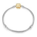Classic silver snake chain bracelet with gold-tone barrel clasp for women - Silver/Gold (Gold Clasp)