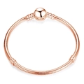 Classic rose gold snake chain bracelet with spherical clasp in polished metal finish - Rose Gold (Ball Clasp)