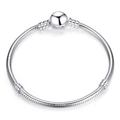 Classic silver snake chain bracelet with spherical clasp for women in sleek finish - Silver (Ball Clasp)