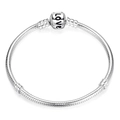Classic silver snake chain bracelet with Love engraving on a cylindrical clasp - Silver (LOVE Clasp)