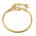 Adjustable golden snake chain bracelet with heart charm and lobster clasp closure - 16cm / Gold Lobster Clasp