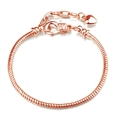 Classic rose gold snake chain bracelet featuring a heart pendant and lobster clasp - Rose Gold (Lobster Clasp)