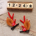 Christmas reindeer antler hair clips with red mushrooms and plush ears for girls - Red Mushroom Antler Hair Clip