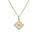 Collar de cruz dorada con colgante de nudo celta de circonita en una cadena en O - Colgante De Flor Con Nudo Celta