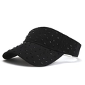 Women's black open-top sun hat with sparkling rhinestone embellishments for outdoor use - Adult / Black Rhinestone Style