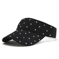 Fashionable black sun visor with rhinestone embellishments for outdoor sun protection - Adult / Bright White Rhinestone Style
