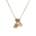 Collar clásico bañado en oro 18K con colgantes de corazón en circón azul rosa y blanco - Corazón Triple Azul Rosa Blanco (CN001983YH)