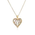 Collar con colgante de corazón chapado en oro de 18K con piedras de circonita de colores - Corazón Hueco de Circón Multicolor (CN001980YH)