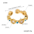 Dettaglio anello in rame con zircone e motivo occhio del diavolo in smalto blu - Smalto Blu