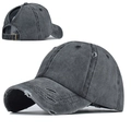 Vintage gewaschene schwarze Pferdeschwanz-Baseballkappe mit Distressed-Effekt und Schnalle - Verstellbar / Schwarz