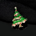 Christmas tree brooch with green enamel and vibrant crystals on golden metal - Christmas Tree Style (YNCP1323)