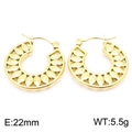 Golden hollow leaf earrings in stainless steel with 22mm diameter and 5.5g weight - Gold
