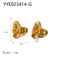 18K gold plated wrinkled heart earrings with irregular textured finish, size 27x25mm - Gold (YYE023414-G)