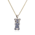 Detail of silver chain necklace featuring a blue and white zircon puppy pendant - Silver Puppy