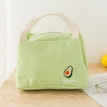 Light green insulated lunch bag with avocado embroidery and white top handles - 23*15*15CM / Embroidery Green Avocado
