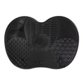 Black silicone makeup brush cleaning mat with suction cups and various textured surfaces - Small / Black
