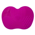 Pink silicone makeup brush cleaning mat with suction cups and various textures - Small / Rose Red