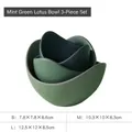 Keramik-Lotusschale 3er-Set in grünem Farbverlauf für Schmuck und Obstdekoration - Dreiteiliges Set / Minzgrün-Verlauf