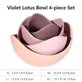 Stackable purple lotus ceramic bowl set in four sizes for dining or creative storage - Four-Piece Set / Violet Gradient
