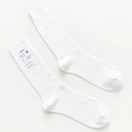 Classic white ribbed cotton crew socks for men in retro minimalist Japanese style - One Size / White