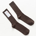 Dark brown ribbed cotton crew socks in 23-26cm size with retail product tag - One Size / Coffee