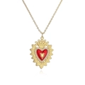 Collana dorata con ciondolo a cuore in smalto rosso, ali e pietre di zircone - Cuore rosso radioso