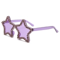 Macro detail of star-shaped purple rimless sunglasses with hand-set rhinestones - C19-Dark Purple