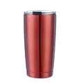 Red 20oz double-layer stainless steel insulated tumbler with a metallic brushed finish - Transparent Red