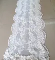 Sciarpa in pizzo bianco elegante con ricami floreali e bordi a forma di onda - Stile 3015 in pizzo floreale / Beige