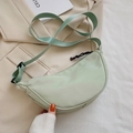 Light green nylon crescent crossbody bag with adjustable strap in minimalist style - Green / Standard