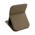 Brown leather foldable desktop vanity mirror with a minimalist portable design - Mocha Brown