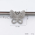 Charm de mariposa con diamantes para funda de móvil, ancho 21,5mm, modelo D1493 - Plateado