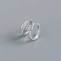 Close-up of minimalist S925 sterling silver hoop earrings with micro-set cubic zirconia - 925 Silver / White Gold (Pair)