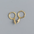 Detail von goldenen S925 Sterlingsilber Creolen mit funkelndem Blitz-Anhänger für Damen - Gold