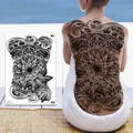 Large temporary tattoo with black butterfly and mandala flower design for back and skin - WH-002 Butterfly Mandala Floral / 34x48cm (1 Piece)