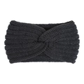 Detailed knit texture and central twist knot on dark grey winter headband - Dark Gray