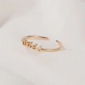 Minimalistischer goldener verstellbarer Widder Sternzeichen Ring mit Schriftzug für Damen - Widder