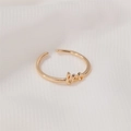 Adjustable golden open ring featuring artistic Leo zodiac lettering in a minimalist style - Leo