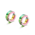 Boucles d'oreilles clips arc-en-ciel en acier titane poli pour hommes et femmes - Coloré