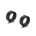 Paire de boucles d'oreilles créoles noires en acier inoxydable sans perçage - Noir