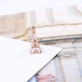 Ciondolo Torre Eiffel in oro rosa con smalto bianco per creazione gioielli fai da te - Bianco